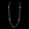 Mixed Metal Sterling & Gold Plated 36" Chain with Vintage Reproduction Fleur De Lis Accents