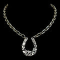 Vintage Reproduction Sterling Plated 17" Chain with Horseshoe Pendant