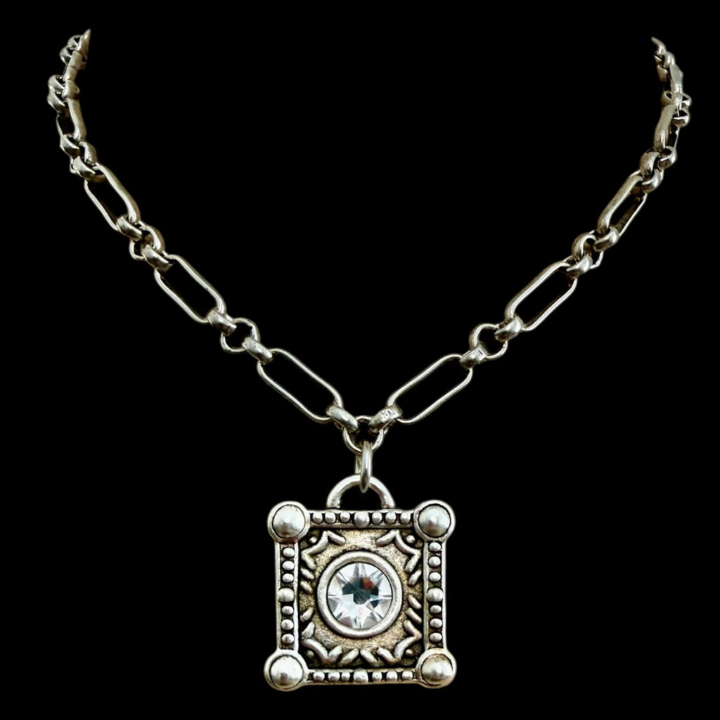 Sterling Plated 17" Chain with Swarovski Crystal Pendant
