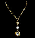 Reproduction 17" Gold Plated Chain with Sterling and Gold Plated Swarovski Crystals