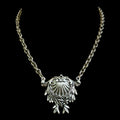 Sterling Plated 17" Chain with Vintage Victorian Shell Brooch