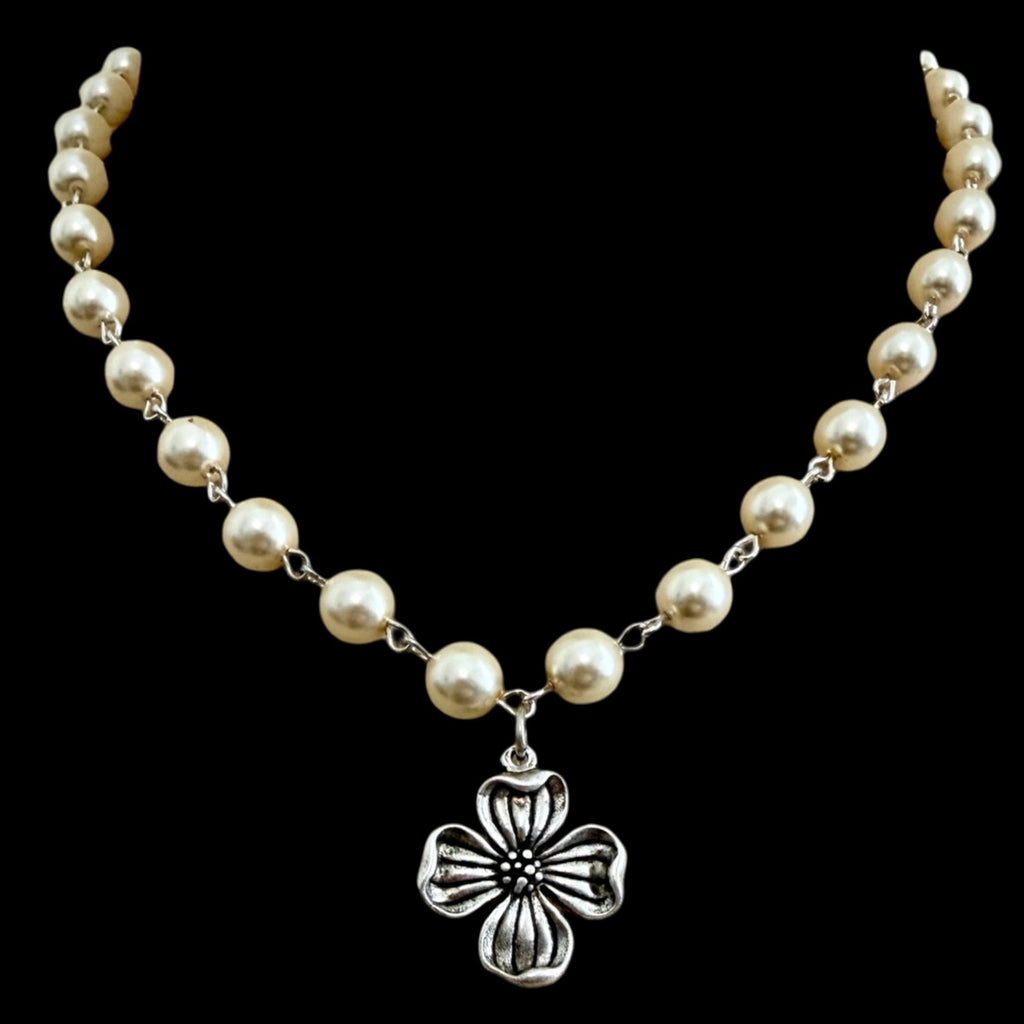 Vintage Sterling Plated Reproduction Dogwood Necklace