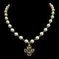 Vintage gold pearl reproduction flower