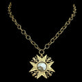 Gold Plated 17" chain with Repurposed Maltese cross and vintage faux pearl center