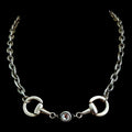Vintage Sterling Plated Reproduction Horse Bit and Crystal Necklace