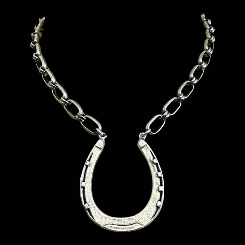Vintage Reproduction Sterling Plated Horseshoe Necklace