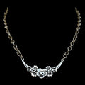 Vintage Reproduction Silver Floral Crescent Necklace