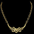Vintage Reproduction Gold Floral Crescent Necklace