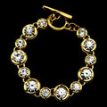 Gold Plated and Swarovski Crystal Bracelet 7.5" With Toggle Closure