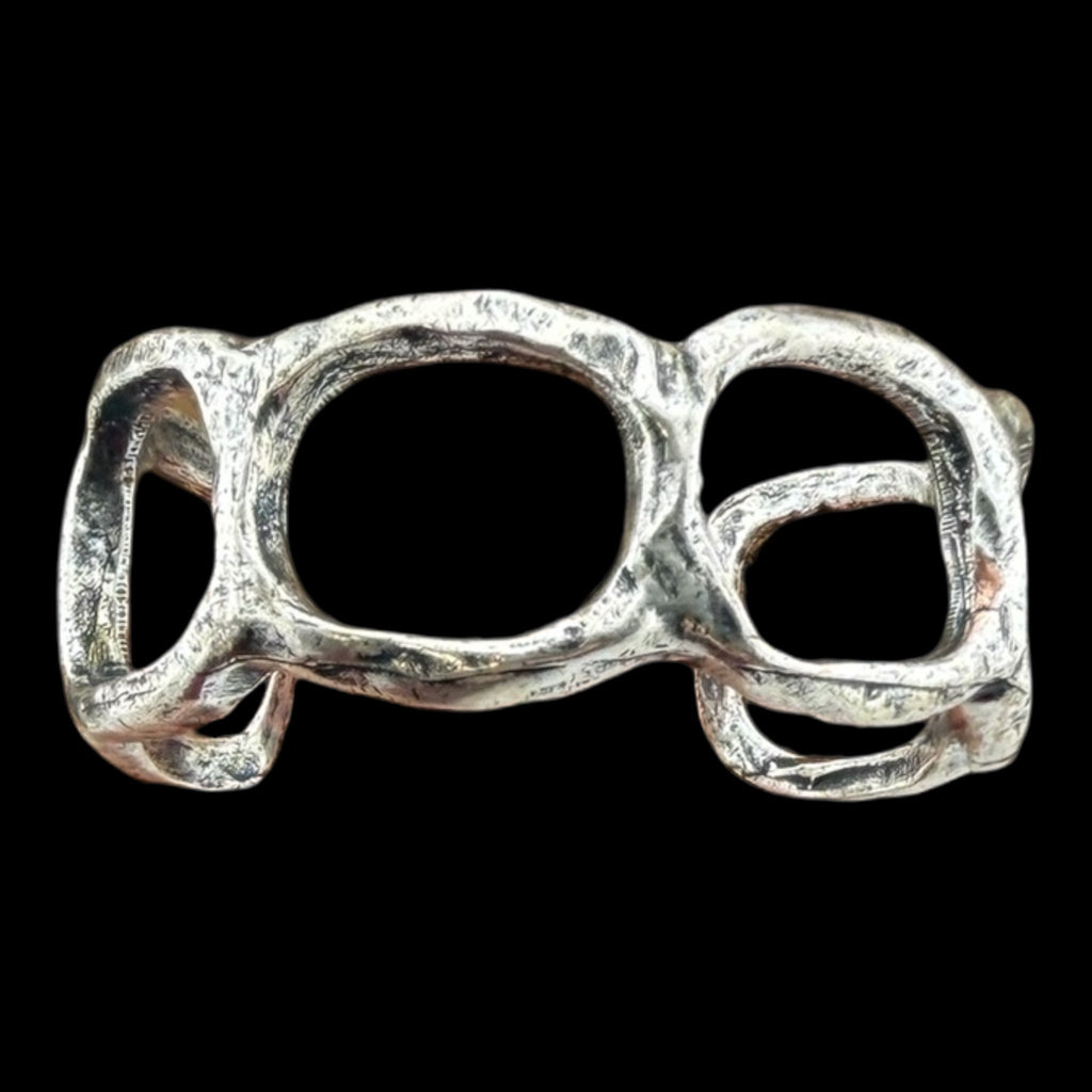 Sterling plated Repurposed organic circles cuff bracelet