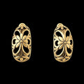 Reproduction Gold Plated Floral Half Hoop Earrings